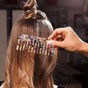 2 Pack Cellulose Detangling Comb - Wide Tooth for Curly, Straight, or Wet Hair - Unisex, Comfortable...