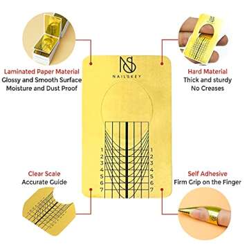 Nailskey Nail Forms for Gel Builder - 100 Pcs Self Adhesive Nail Extension Stickers for Acrylic, UV & Poly Gel with Tip Sculpting Guide - Nail Art for Home & Salon (Pack of 100)