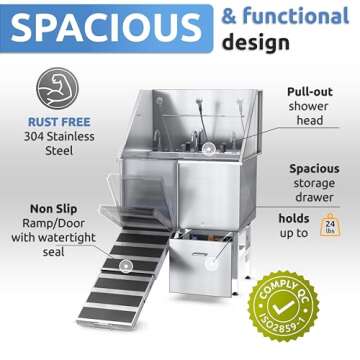 KANIS Stainless Steel Dog Bathing Station for All Pets