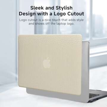 Funut Compatible with MacBook Air 13.6 inch Case 2022 2023 2024 Release M3 A3113 M2 A2681 with Touch ID, MacBook Air 13 M2 M3 Case Crocodile Leather Hard Shell Case & Keyboard Cover, Pudding