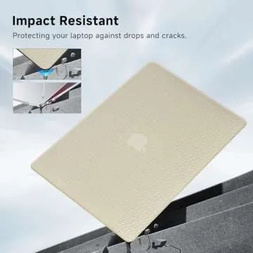 Funut Compatible with MacBook Air 13.6 inch Case 2022 2023 2024 Release M3 A3113 M2 A2681 with Touch ID, MacBook Air 13 M2 M3 Case Crocodile Leather Hard Shell Case & Keyboard Cover, Pudding