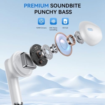 Wireless Earbuds, Bluetooth 5.4 Stereo Headphones with 50H Playback, IPX7 Waterproof