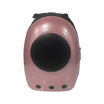 ALEKO PC09RS Pet Backpack Astronaut Capsule Bubble Window Hard Shell with Vents Suitable for Small Pets 16 x 12 x 10 Inches Pink