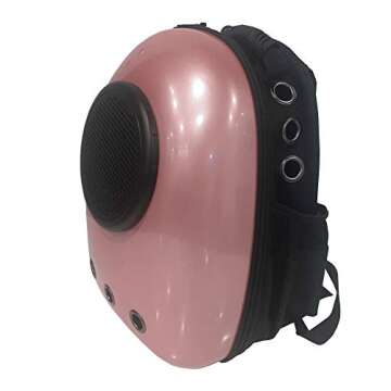 ALEKO PC09RS Pet Backpack Astronaut Capsule Bubble Window Hard Shell with Vents Suitable for Small Pets 16 x 12 x 10 Inches Pink