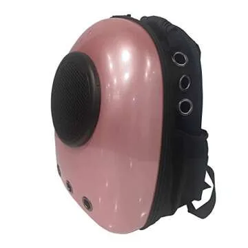 ALEKO PC09RS Pet Backpack Astronaut Capsule Bubble Window Hard Shell with Vents Suitable for Small Pets 16 x 12 x 10 Inches Pink
