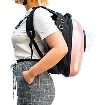 ALEKO PC09RS Pet Backpack Astronaut Capsule Bubble Window Hard Shell with Vents Suitable for Small Pets 16 x 12 x 10 Inches Pink