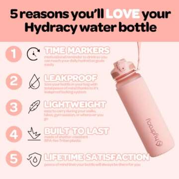 Hydracy 17 oz Motivational Water Bottle with Time Marker, Reusable Water Bottle With Strap, Leak Pro...