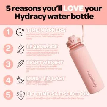Hydracy 17 oz Motivational Water Bottle with Time Marker, Reusable Water Bottle With Strap, Leak Pro...