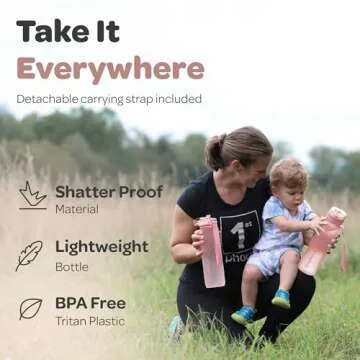 Hydracy 17 oz Motivational Water Bottle with Time Marker, Reusable Water Bottle With Strap, Leak Proof Chug Lid, Kids Water Bottle with Times to Drink and Fruit Infusion Strainer