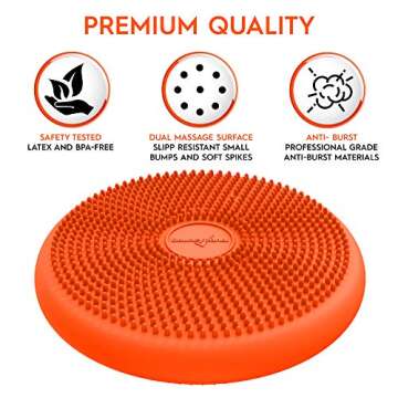 Bouncyband – Wiggle Seat – Orange, 13” D – Large Sensory Cushion for Kids Ages 6-18+ – Promotes Active Learning, Improves Student Productivity, Includes Easy-Inflation Pump