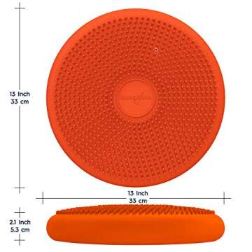Bouncyband – Wiggle Seat – Orange, 13” D – Large Sensory Cushion for Kids Ages 6-18+ – Promotes Active Learning, Improves Student Productivity, Includes Easy-Inflation Pump