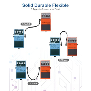 Aqdocvf Guitar Patch Cables - Space-Saving 3-Pack for Pedalboard