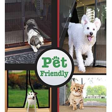 TheFitLife Magnetic Screen Door - Heavy Duty Mesh Curtain with Full Frame Hook and Loop Powerful Magnets That Snap Shut Automatically (62''x81'' - Fits Doors up to 60''x80'', Black)