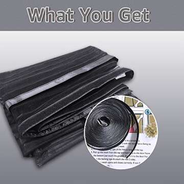 TheFitLife Magnetic Screen Door - Heavy Duty Mesh Curtain with Full Frame Hook and Loop Powerful Magnets That Snap Shut Automatically (62''x81'' - Fits Doors up to 60''x80'', Black)