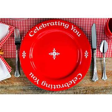 Celebrating You Red Plate in custom Gift Box. Birthday Plate, Mother’s Day, Wedding, Anniversary, Holiday Gift, Red Dinner Plate, Quality Personalized Special Red Plate Microwave & Dishwasher Safe