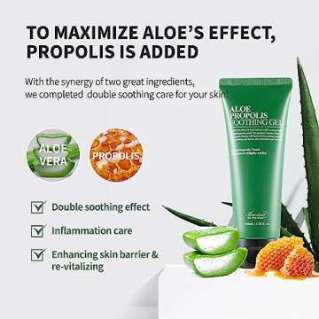 BENTON Aloe Propolis Soothing Gel 3.38 fl oz | Aloe Vera Gel for Sunburn Relief | Aloe Vera Gel for Travel Size | Aloe Vera Gel Moisturizer for Face | Aloe Gel for Face After Sun | Organic Aloe Vera