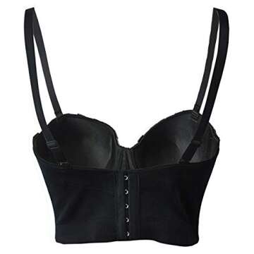 bslingerie® Madonna Style Metallic Studs Bustier Bra Corset Top (XL, Black Pearl)
