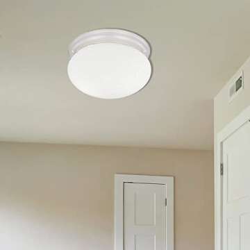 Designers Fountain 9 in 2-Light Flush Mount Ceiling Light with Frosted Glass Shade, White, 4732-WH