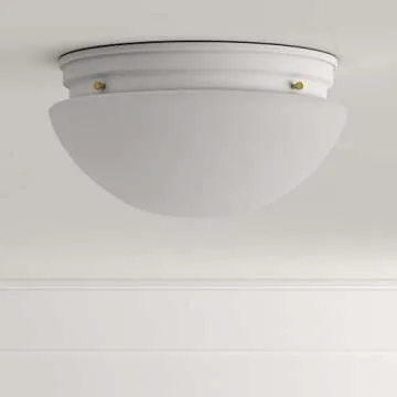 Designers Fountain 9 in 2-Light Flush Mount Ceiling Light with Frosted Glass Shade, White, 4732-WH