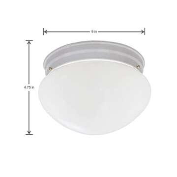 Designers Fountain 9 in 2-Light Flush Mount Ceiling Light with Frosted Glass Shade, White, 4732-WH