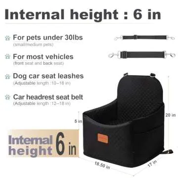 Youvee Dog Booster Car Seat,Interior Height 6 Inches Elevated Pet Car Seat for Small Dog up to 30 lb...