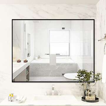 SILD 40x30 Bathroom Vanity Mirror for Wall,30x40 Wall Mounted Mirrors,Black Framed Large Rectangle Modern Mirror,Hangs Horizontally or Vertically