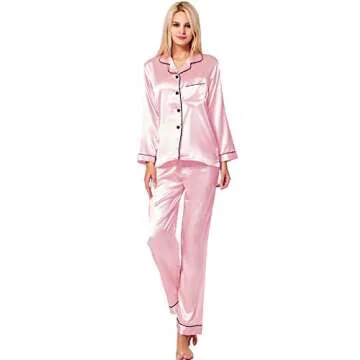 SWOMOG Silk Satin Pajamas Set for Women - Luxurious Loungewear