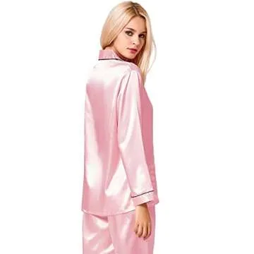SWOMOG Silk Satin Pajamas Set for Women - Luxurious Loungewear