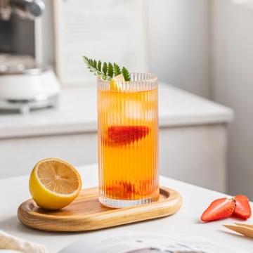 Premium Vintage Glass Cups Set with Straws - Durable & Stylish