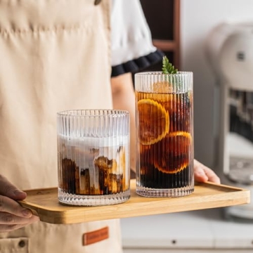 Premium Vintage Glass Cups Set with Straws - Durable & Stylish