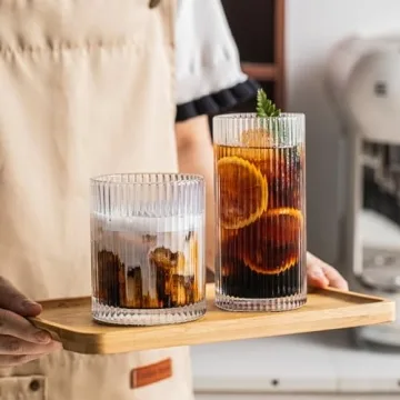 Premium Vintage Glass Cups Set with Straws - Durable & Stylish