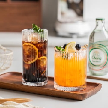 Premium Vintage Glass Cups Set with Straws - Durable & Stylish