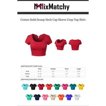 MixMatchy Women's Cotton Solid Scoop Neck Cap Sleeve Crop Top Shirt Black M
