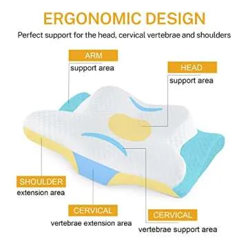 Misiki Cervical Memory Foam Pillow, Orthopedic Pillow Contour Pillow for Neck Pain, Cervical Ergonomic Pillow for Side Sleepers, Back and Stomach Sleep