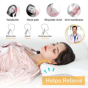 Misiki Cervical Memory Foam Pillow, Orthopedic Pillow Contour Pillow for Neck Pain, Cervical Ergonomic Pillow for Side Sleepers, Back and Stomach Sleep