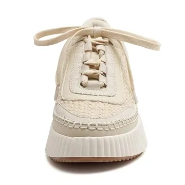 Stylish Women Lace Up Platform Woven Sneakers for Comfort