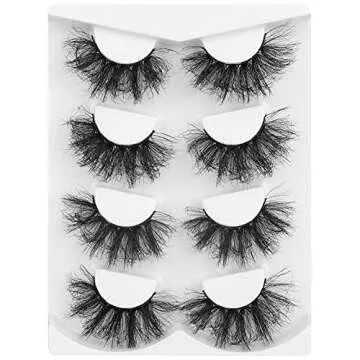 ALPHONSE Lashes 25MM Fluffy Mink False Lashes 8D High Volume Long Thick Dramatic Crossed Fake Eyelashes Pack 4 Pairs