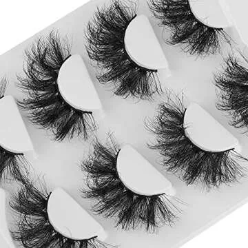 ALPHONSE Lashes 25MM Fluffy Mink False Lashes 8D High Volume Long Thick Dramatic Crossed Fake Eyelashes Pack 4 Pairs