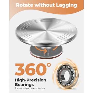 Kootek 253 Pcs Cake Decorating Kit, 12" Aluminum Alloy Cake Turntable, 48 Numbered Icing Tips, 3 Rus...