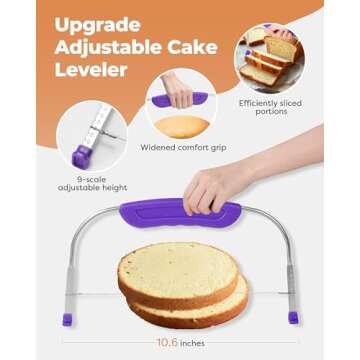 Kootek 253 Pcs Cake Decorating Kit, 12" Aluminum Alloy Cake Turntable, 48 Numbered Icing Tips, 3 Russian Piping Nozzles, Offset and Straight Spatulas, Cake Leveler, Pastry Bags Baking Supplies