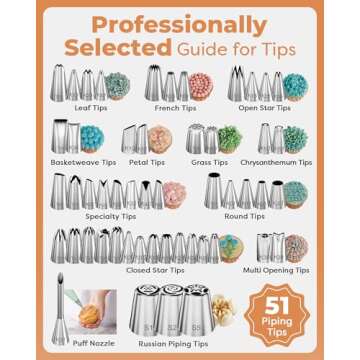 Kootek 253 Pcs Cake Decorating Kit, 12" Aluminum Alloy Cake Turntable, 48 Numbered Icing Tips, 3 Russian Piping Nozzles, Offset and Straight Spatulas, Cake Leveler, Pastry Bags Baking Supplies
