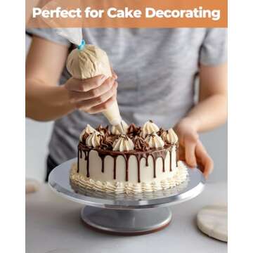 Kootek 253 Pcs Cake Decorating Kit, 12" Aluminum Alloy Cake Turntable, 48 Numbered Icing Tips, 3 Russian Piping Nozzles, Offset and Straight Spatulas, Cake Leveler, Pastry Bags Baking Supplies