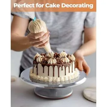 Kootek 253 Pcs Cake Decorating Kit, 12" Aluminum Alloy Cake Turntable, 48 Numbered Icing Tips, 3 Russian Piping Nozzles, Offset and Straight Spatulas, Cake Leveler, Pastry Bags Baking Supplies