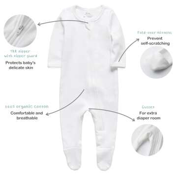 O2 BABY Organic Cotton Zip Front Sleeper Pajamas - Ivory