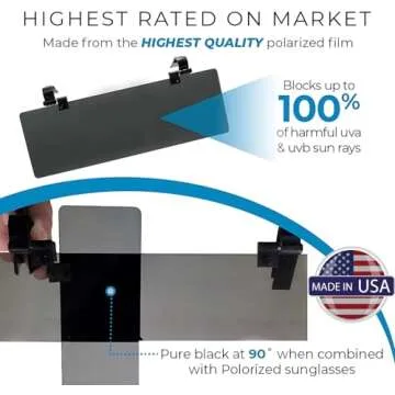 Glare Guard Polarized Sun Visor Extender - Anti-Glare Car Sun Visor, Universal, Adjustable - Blocks ...