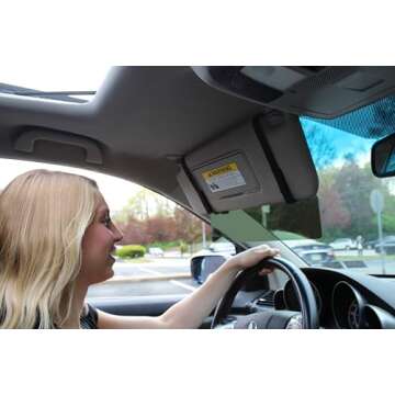 Glare Guard Polarized Sun Visor Extender - Anti-Glare Car Sun Visor, Universal, Adjustable - Blocks UV Rays 400, Gray, 14" x 3.25"