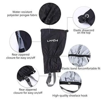 Lixada Waterproof Leg Gaiters for Outdoor Hiking Walking Climbing Hunting Snow Legging Gaiters Boot Shoe Covers(1 Pair)