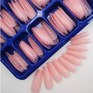 100pc Colored Long Coffin False Nails - Stylish Nude Pink Press-Ons for Women & Girls