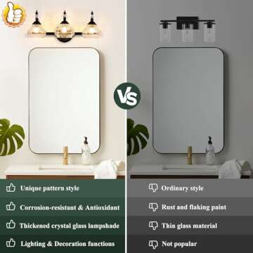 3-Light Bathroom Light Fixtures,Bathroom Vanity Lights, Vintage Glass Crystal Bathroom Wall Lights,B...
