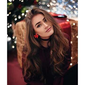 Christmas Earrings Beaded Xmas Bow Earring for Women Handmade Red Green Holiday Bow Drop Dangle Earrings Festive Jewelry Gifts (Red)